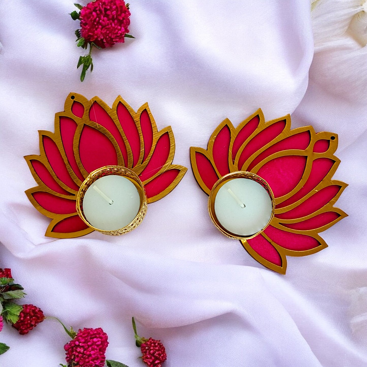 Lotus Tea Light Candle Holders Best for Diwali Festive Gifting and Home Decor (Set of4)