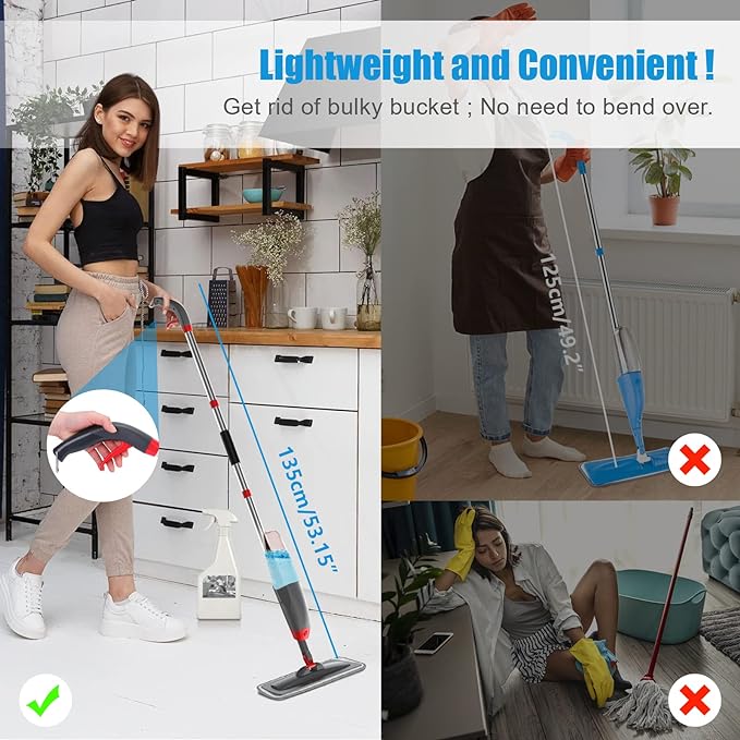 2-in-1 Spray Mop with 360° Rotating Head