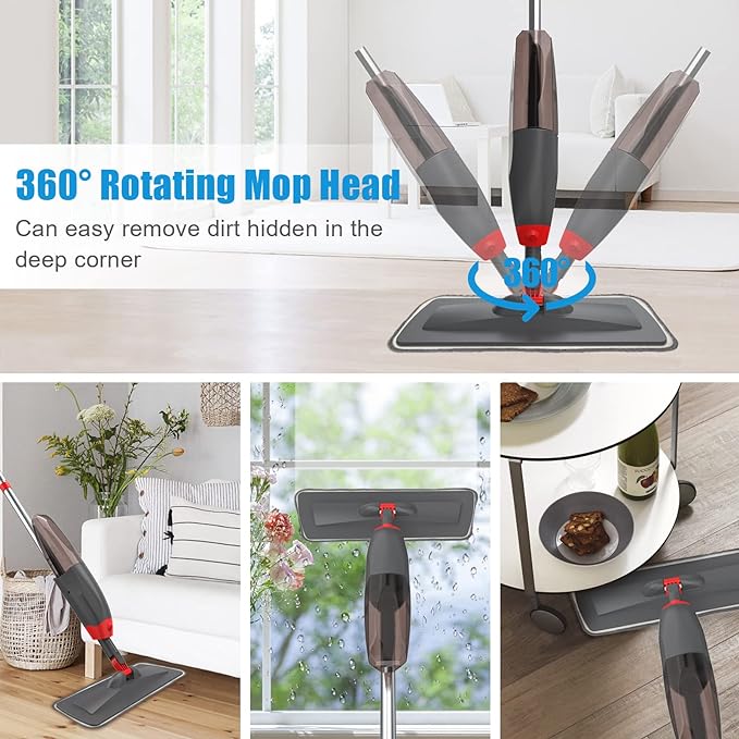 2-in-1 Spray Mop with 360° Rotating Head