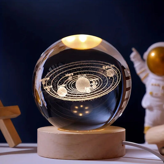 3D Solar System Crystal Ball Night Light for Home Decoration